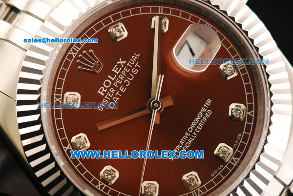 Rolex Datejust II Oyster Perpetual Automatic Movement Full Steel with Brown Dial and Diamond Markers - Click Image to Close